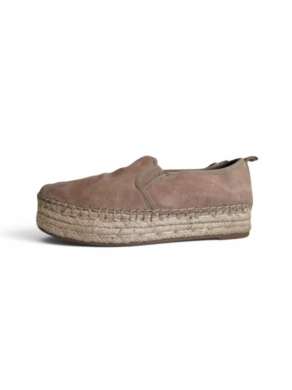 Sam Edelman Carrin Espadrille Platform Slip On Shoes Oatmeal Suede Womens 8.5